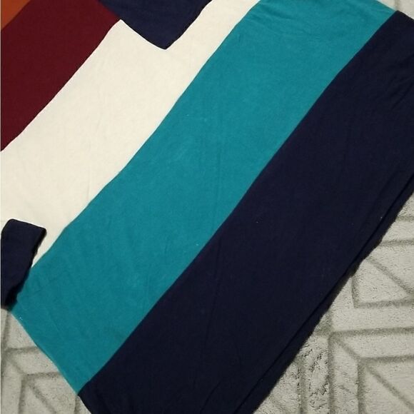 Pink Owl Striped Color Block Loose Fit Casual Basic Stretchy Blouse Tunic - Picture 3 of 5